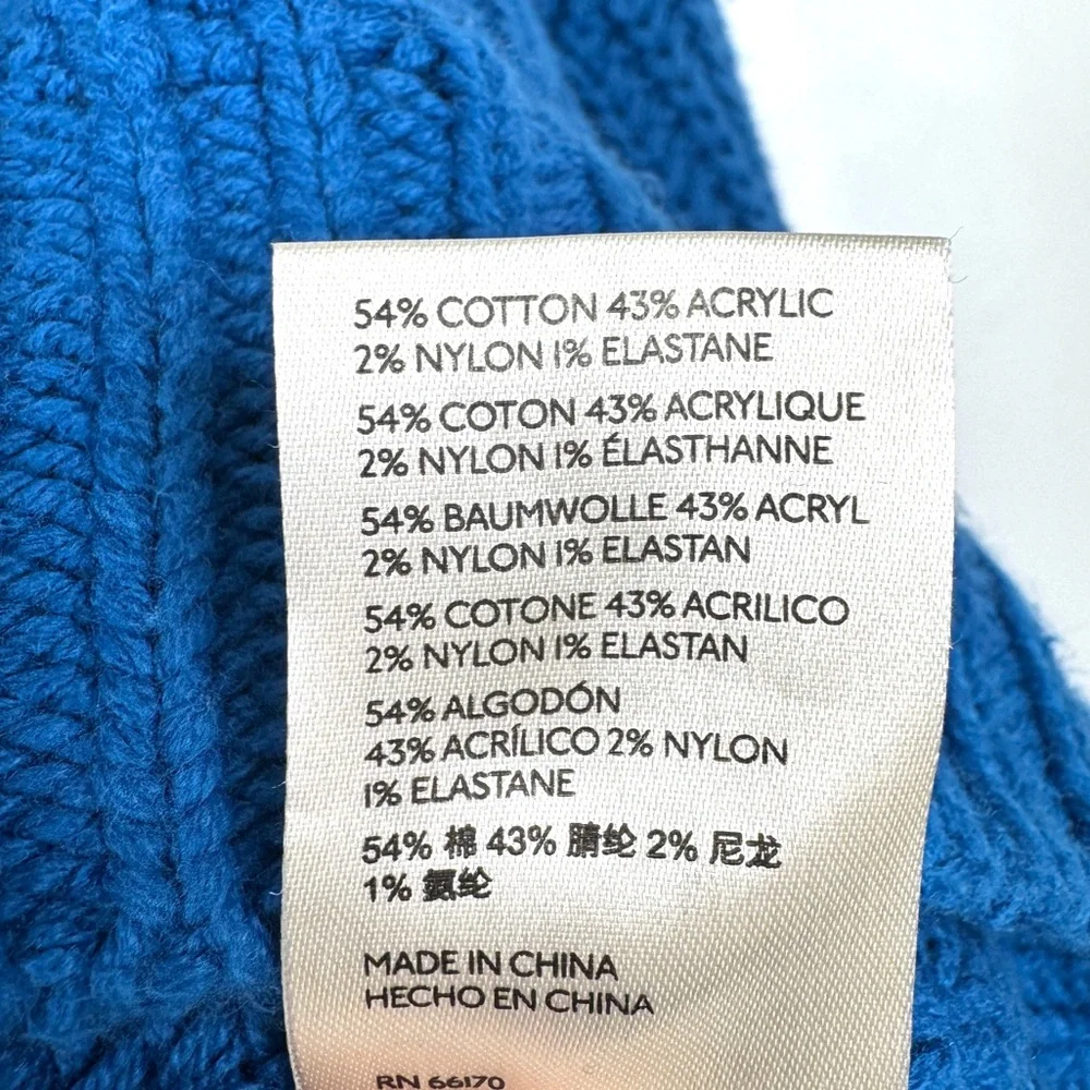 FREE PEOPLE Swim Too Deep Oversized Knit Turtleneck Sweater Mykonos Blue Size S - Picture 13 of 14